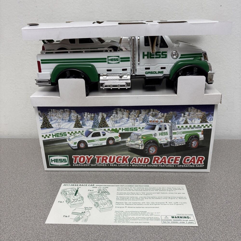 2011 hess toy truck and race car New Open Box Mint